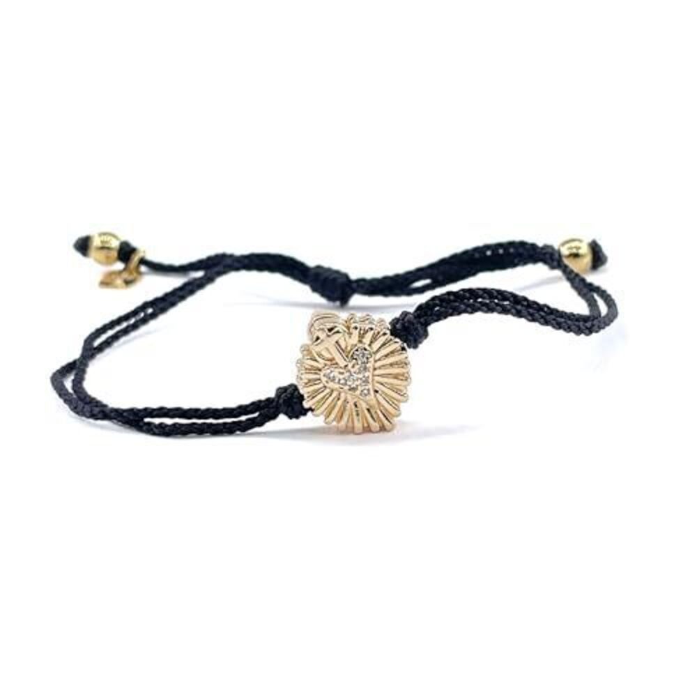 4912 Handmade Thread Bracelet with 18k Gold-Plated Sacred Heart of Jesus